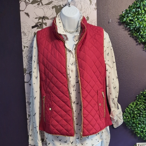 Rich Red Quilted Vest By C'est Toi - Picture 5 of 7